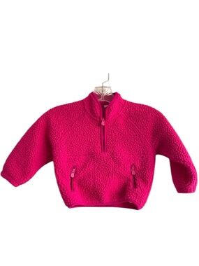 Baby Gap Pink Sherpa Pullover Jacket Size 3T Half Zip Fuchsia